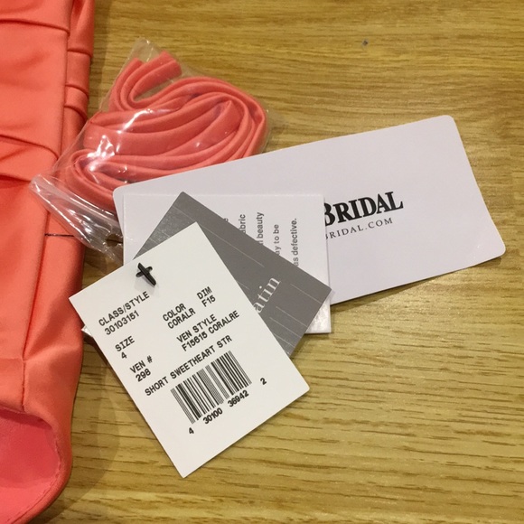 NWT Strapless Sweetheart Short Dress, Coral - Picture 3 of 5